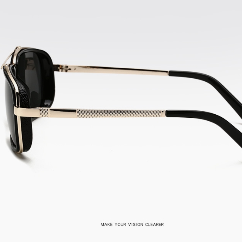 Gafas de Sol Rectangulares Polarizadas Estilo Steampunk Vintage para Hombres