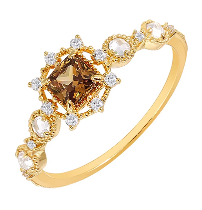 ❤️ Anillo de Granate Natural Plata S925 Chapado en Oro ✨