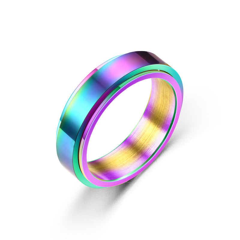 Anillo Pulsera Giratorio de Acero de Titanio Sencillo para Mujeres