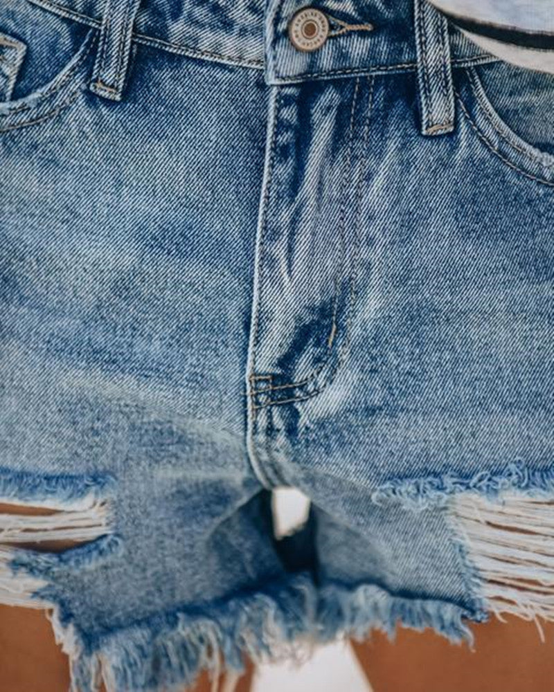 Pantalones Cortos y Largos de Denim Elástico Casual para Mujer