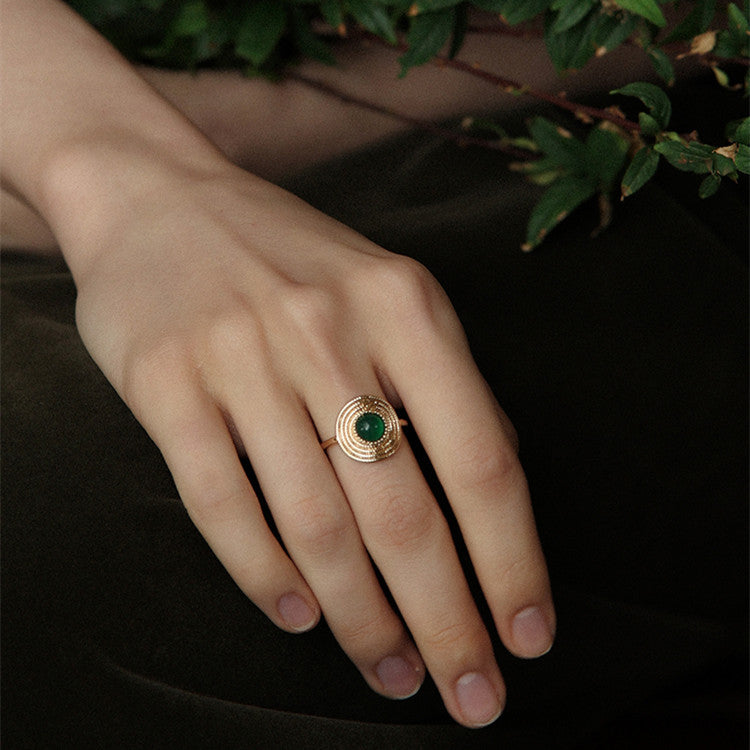 💎 Anillo Vintage Geométrico con Gema para Mujer ✨