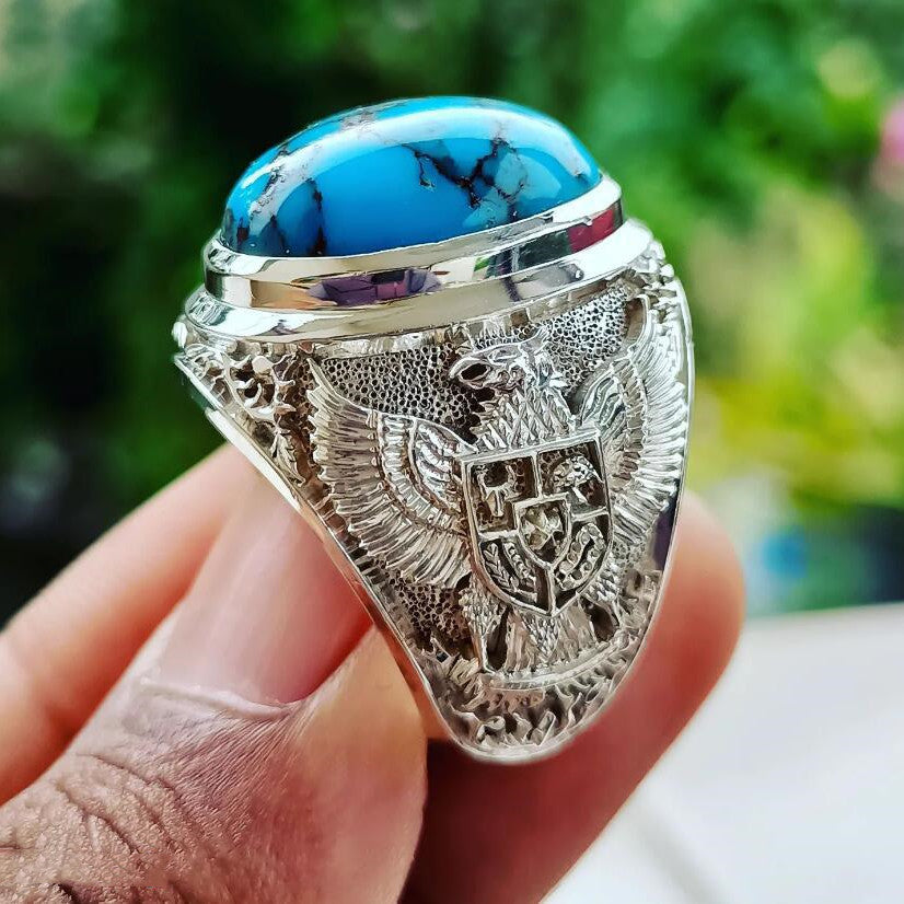 Anillo de Aleación de Plata Antigua Elegante para Hombre