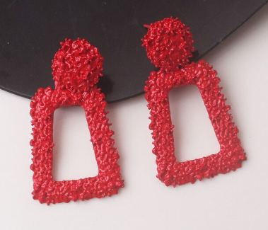 Aretes Metálicos Trapezoidales Exagerados para Mujeres - vista completa, joyería para mujer