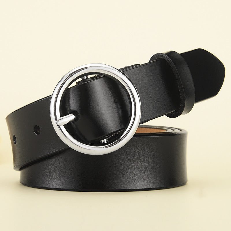 Cinturón de Cuero Genuino para Mujer al por Mayor con Hebilla Redonda - detalle, joyería para mujer