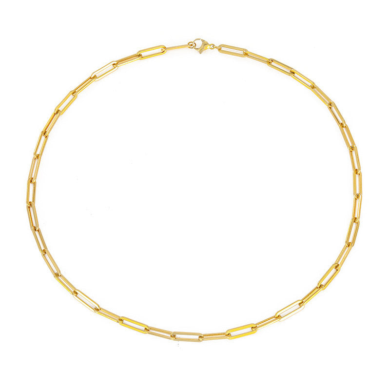 Collar Minimalista de Cruz en Acero Inoxidable Chapado en Oro