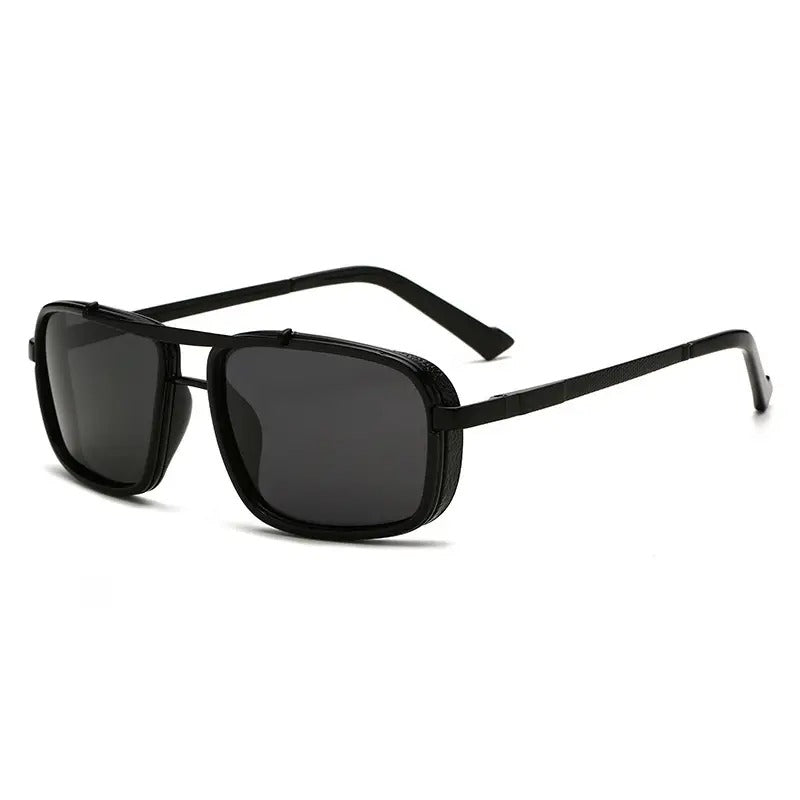 Gafas de Sol Rectangulares Polarizadas Estilo Steampunk Vintage para Hombres