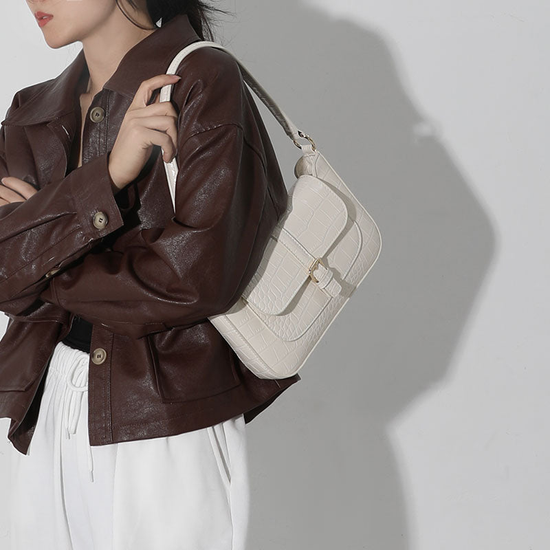 Bolso de Hombro Tipo Baguette con Patrón de Axila Vintage para Mujer