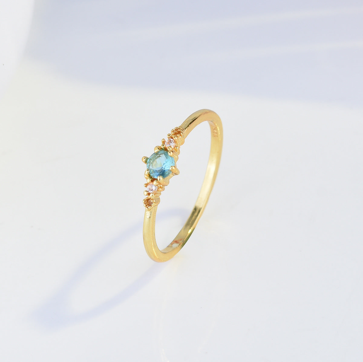 Anillo de Mujer Bañado en Platino 18k con Imitación de Aguamarina