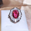 Anillo Llamativo Rojo con Incrustaciones para Mujer
