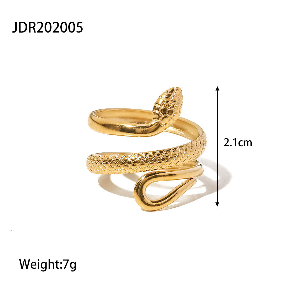 Anillo Hueco Serpentina de Acero Inoxidable Texturizado
