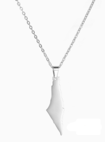 Collar con Colgante del Mapa de Israel y Palestina en Acero Inoxidable (Uno)