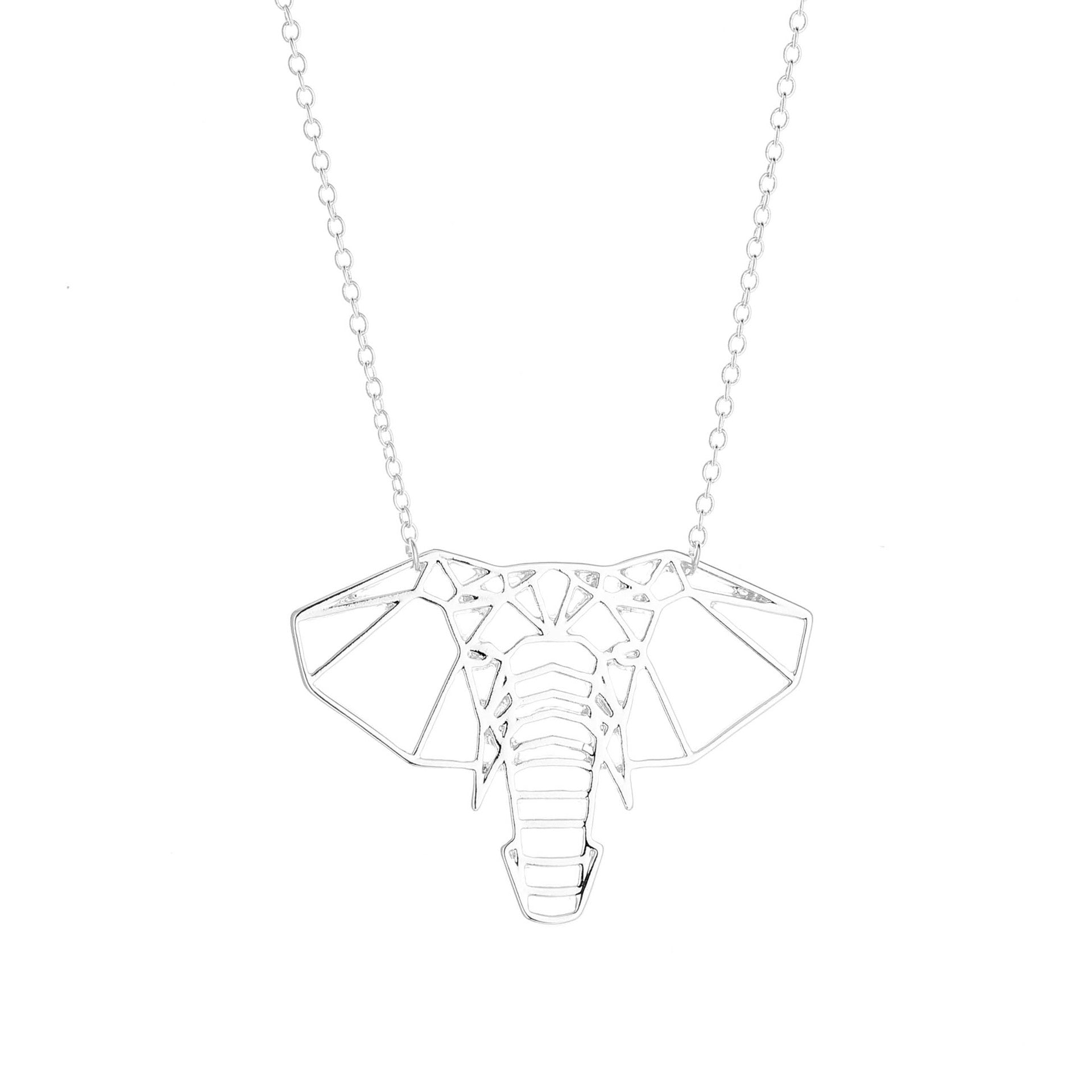 Collar con Colgante Hueco de Cabeza de Elefante y Amuleto de la Suerte
