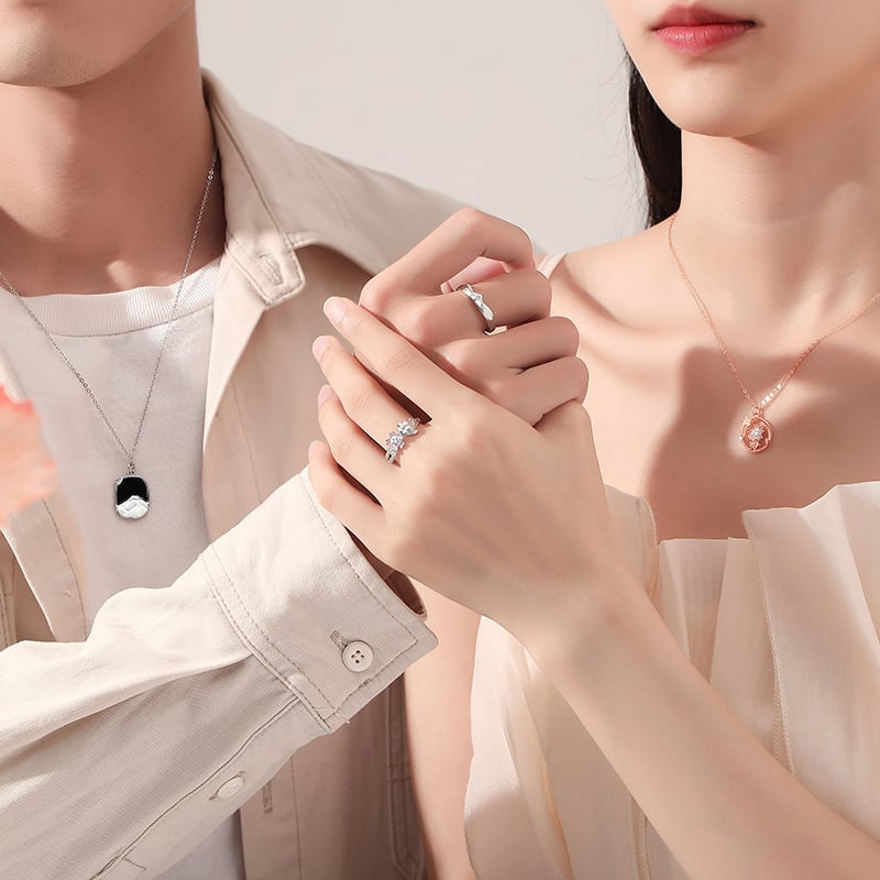 Anillos de Pareja de Flores Estilo Mori Lujo Ligero en Resina Epoxi