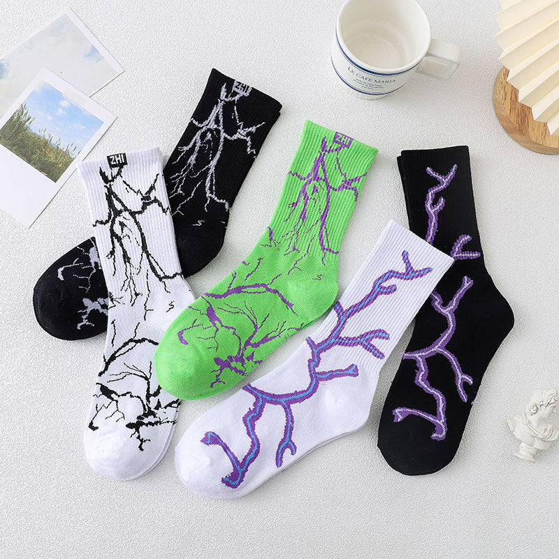 Calcetines para Patineta Estilo Hip-Hop Harajuku Coreano con Rayos