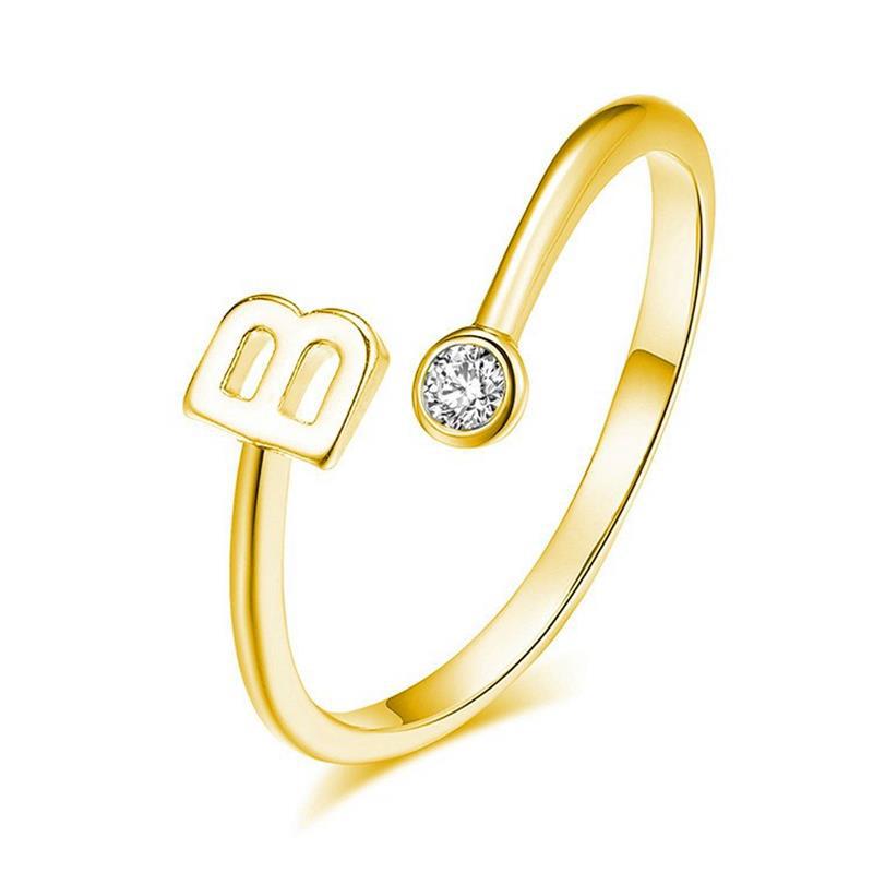 Anillo Chapado en Oro con Letra de Plata S925 para Mujeres