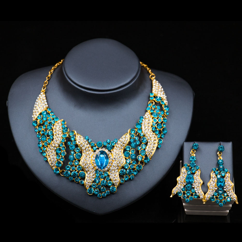 Conjunto de Collar y Pendientes con Cristales para Mujer