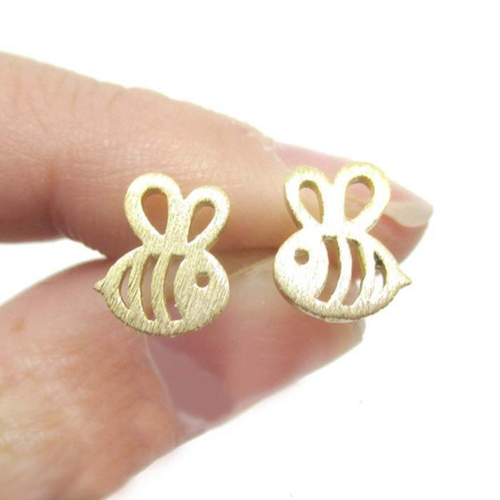 Aretes de Aleación Huecos en Forma de Abeja con Diseño de Insecto