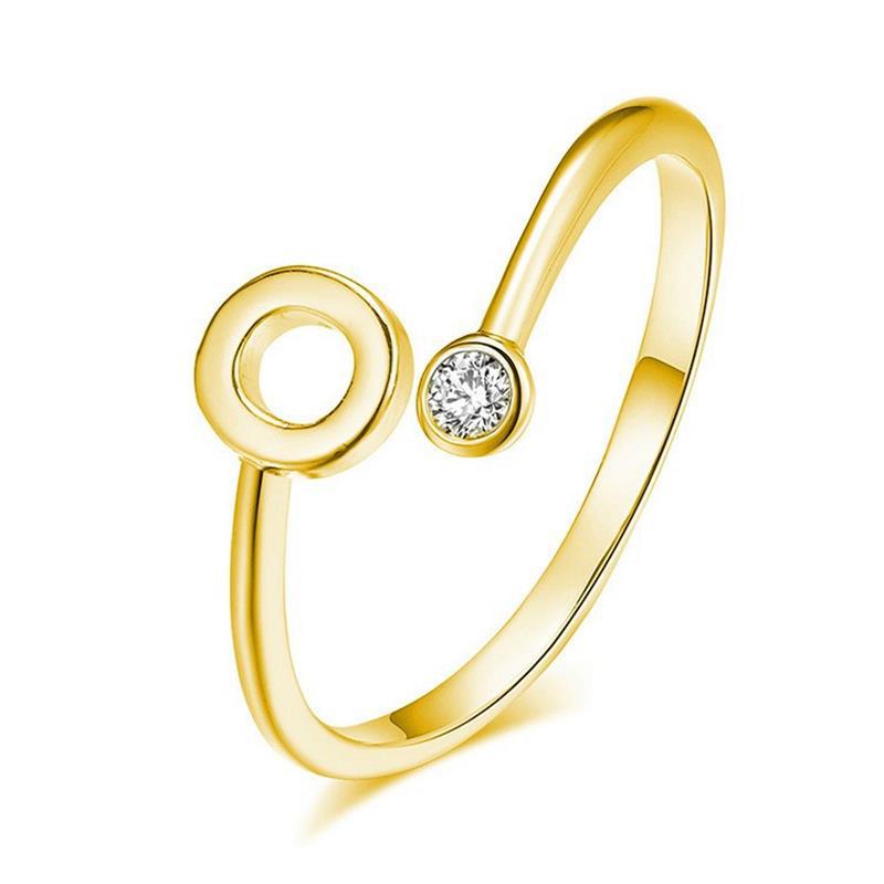 Anillo Chapado en Oro con Letra de Plata S925 para Mujeres