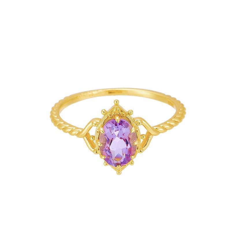💜 Anillo de Amatista Estilo Japonés ✨
