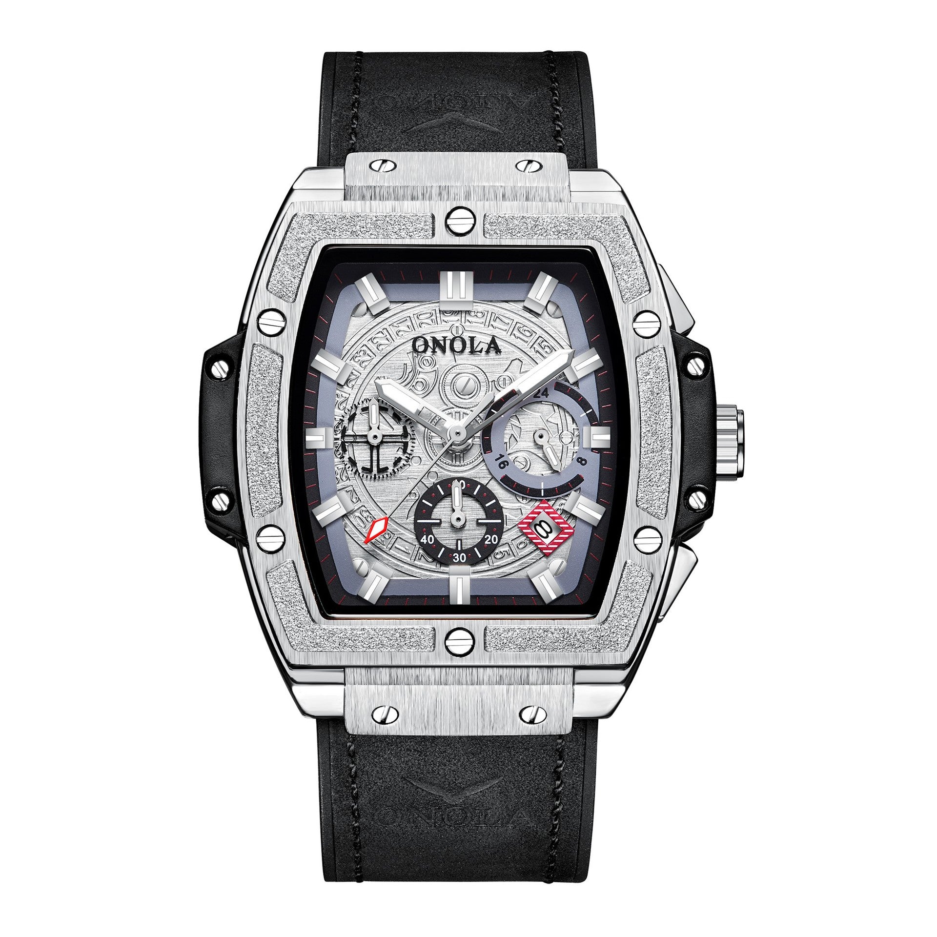# Reloj de Cuarzo Multifunción Impermeable para Hombre con Correa de Cuero