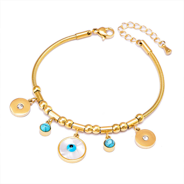 Pulsera de Hueso de Serpiente Geométrica Colorida con Oso y Dijes