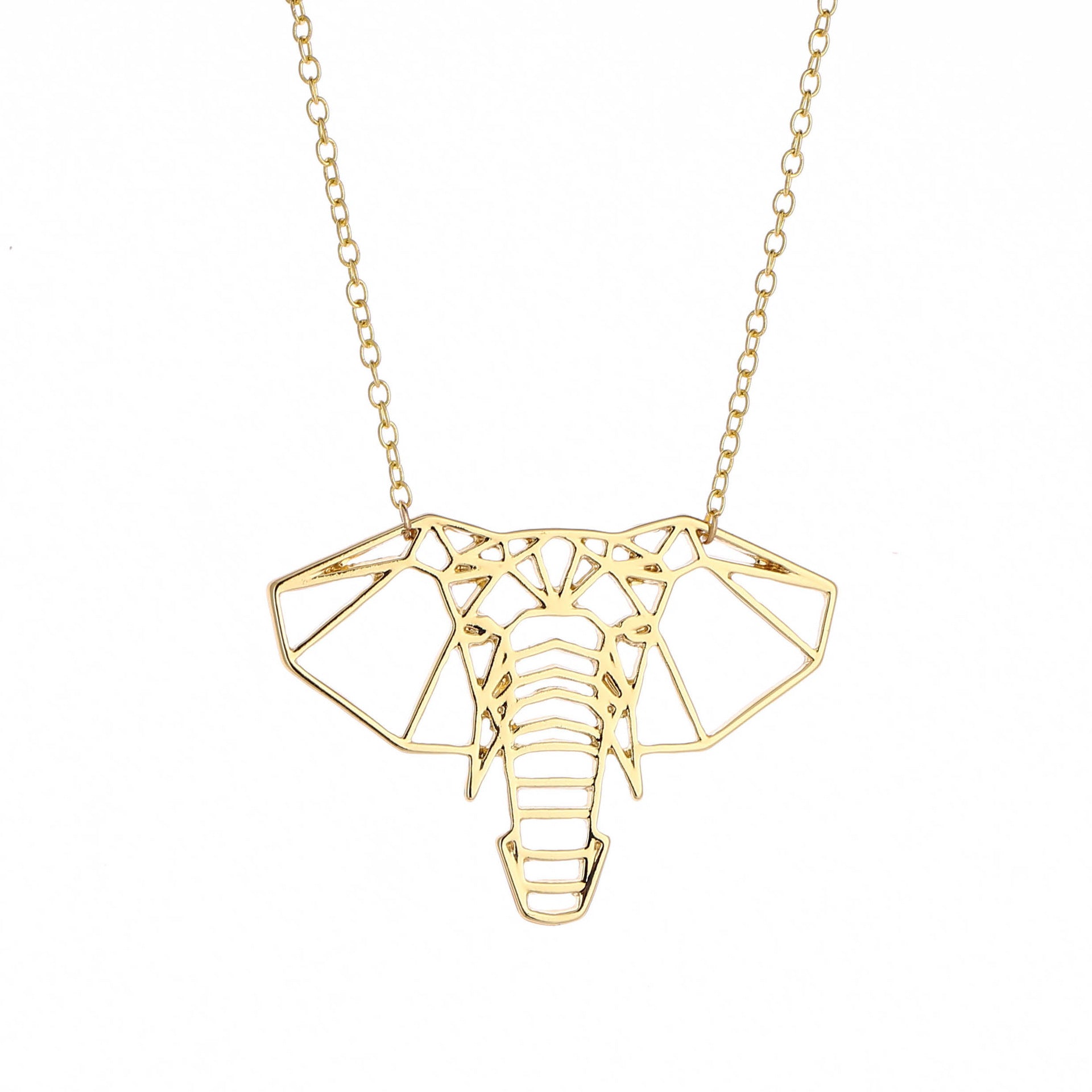 Collar con Colgante Hueco de Cabeza de Elefante y Amuleto de la Suerte