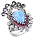 Anillo de Plata Elegante Estilo Bohemio con Cristales de Piedras Preciosas