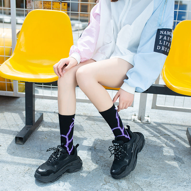 Calcetines para Patineta Estilo Hip-Hop Harajuku Coreano con Rayos