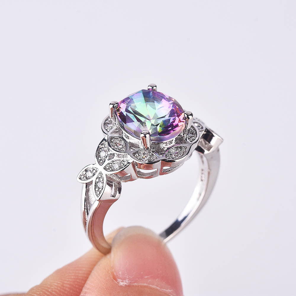 🦋 Anillo Mariposa Hueca de Circonita Arcoíris ✨