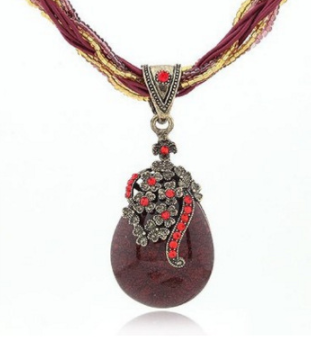 Collar con Colgante Vintage de Estilo Bohemio con Diseño de Pavo Real
