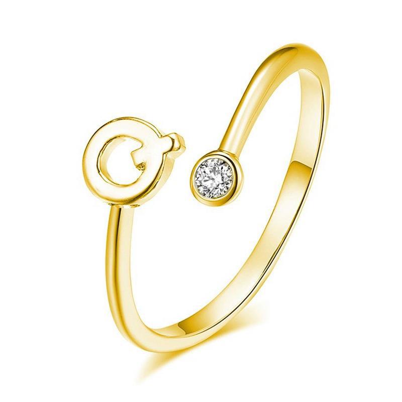Anillo Chapado en Oro con Letra de Plata S925 para Mujeres