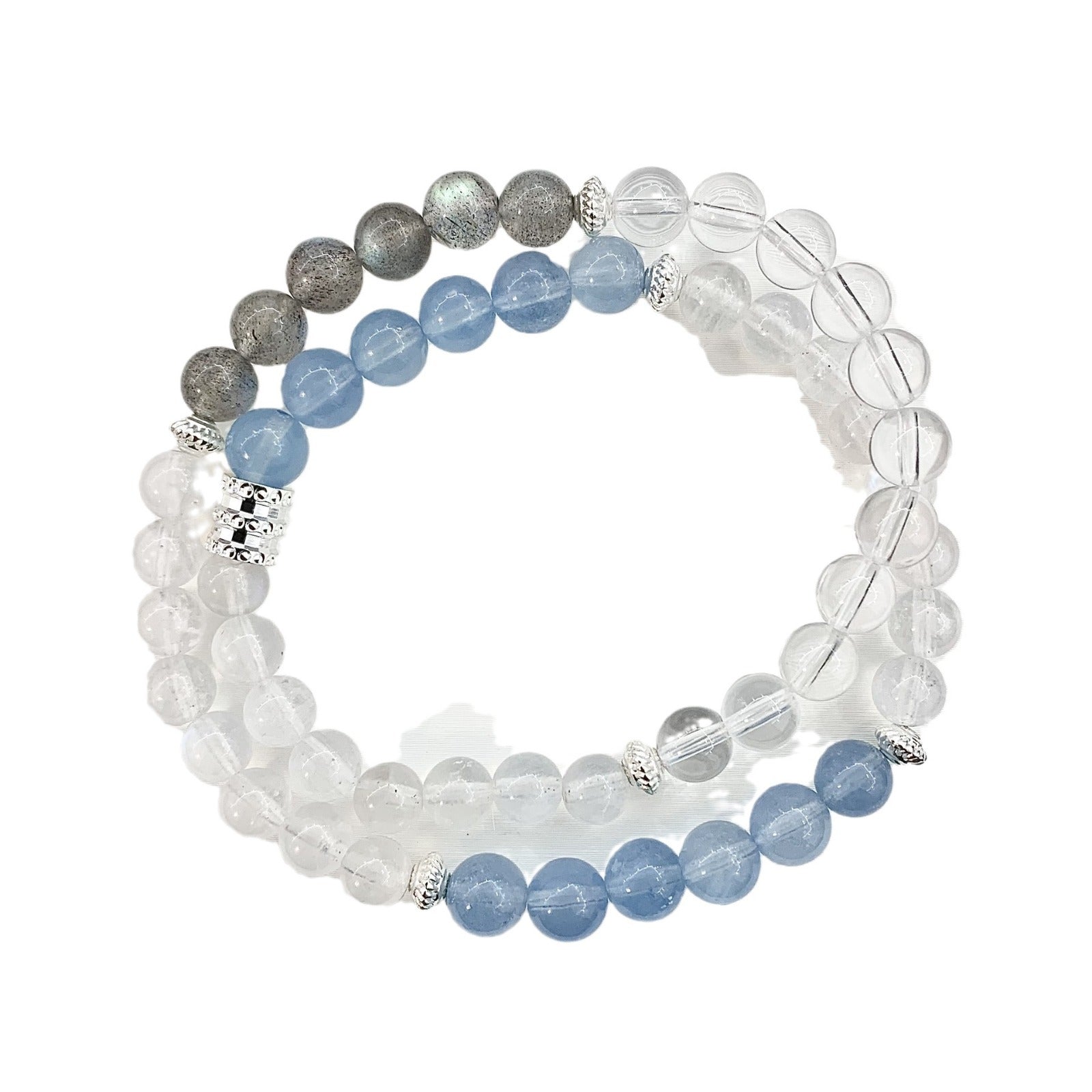 Pulsera Multienvoltura con Cristal Aguamarina y Luz de Luna