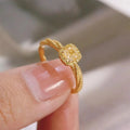 Anillo de Diamante Amarillo Estilo Terrón de Azúcar para Mujer