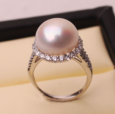 Anillo de Perla de Agua Dulce Natural para Mujeres, Plata S925