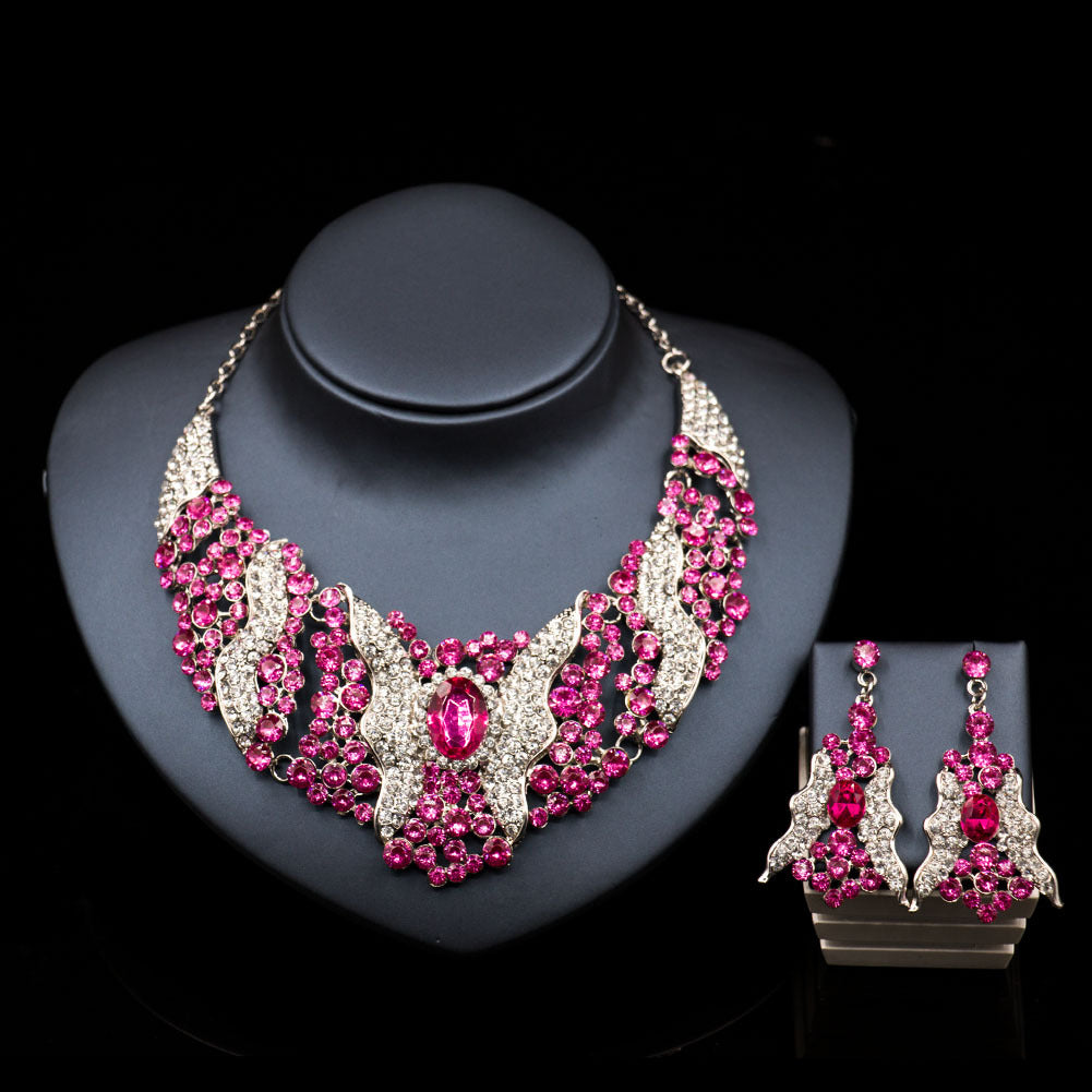 Conjunto de Collar y Pendientes con Cristales para Mujer