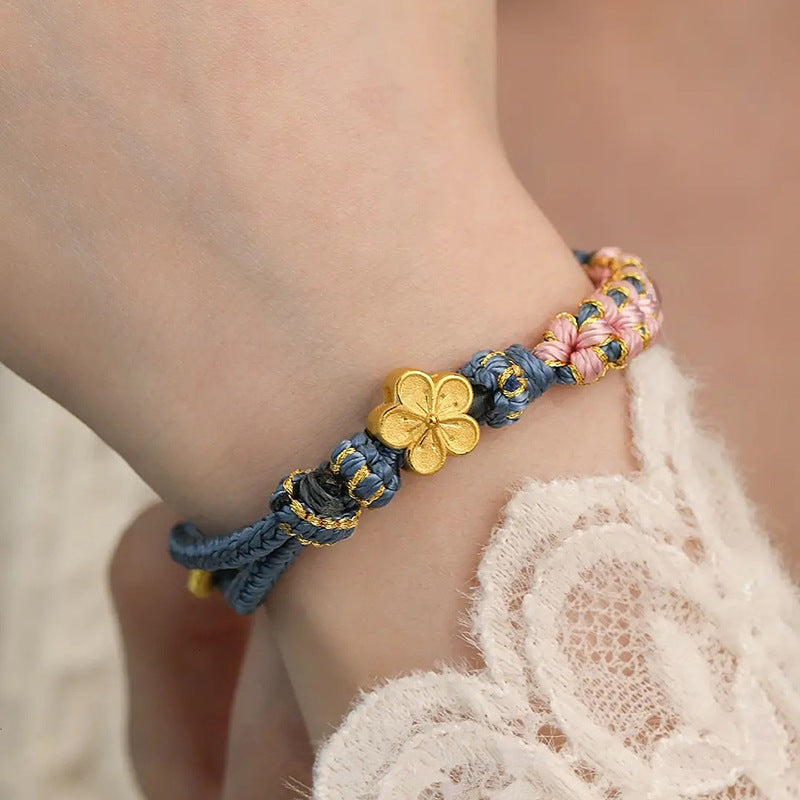 Pulsera Tejida a Mano de Cuentas de la Suerte para Novias