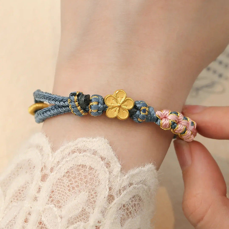 Pulsera Tejida a Mano de Cuentas de la Suerte para Novias