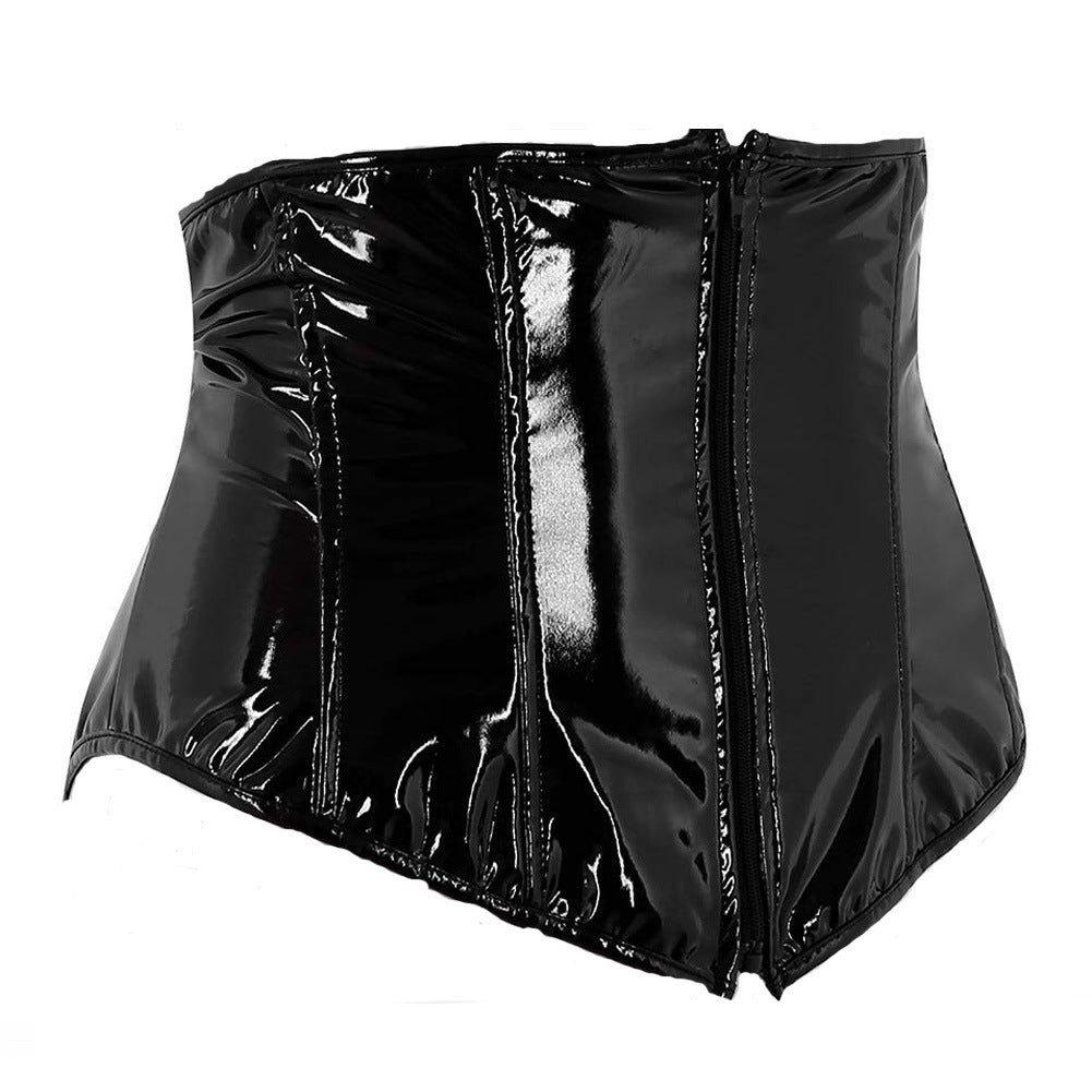 Corsé Corto Sexy de Cuero PU para Mujeres con Clip de Cintura
