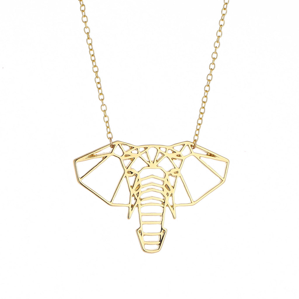 Collar con Colgante Hueco de Cabeza de Elefante y Amuleto de la Suerte