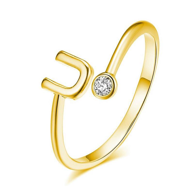 Anillo Chapado en Oro con Letra de Plata S925 para Mujeres
