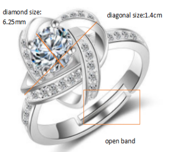 Anillo de Joyería de Diamante de Plata S925