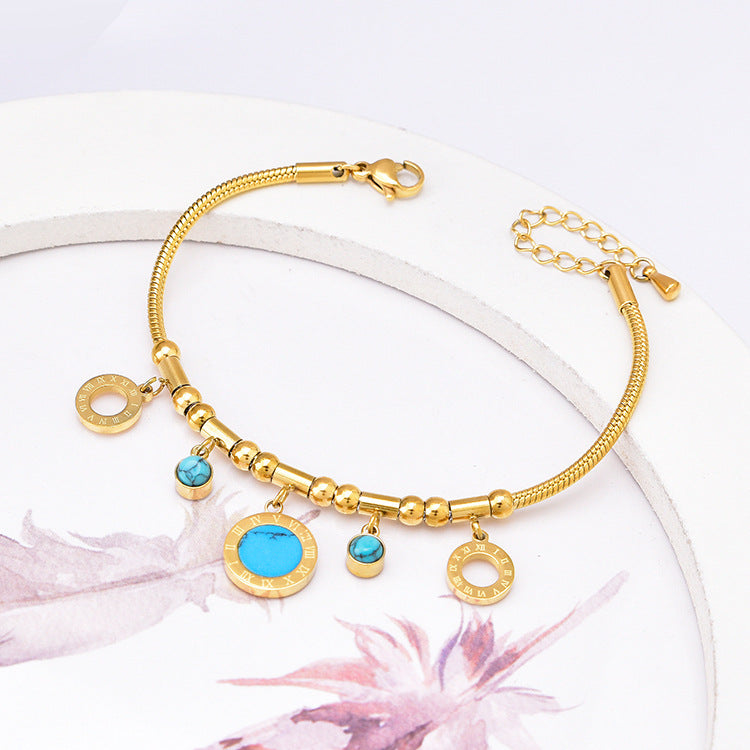 Pulsera de Hueso de Serpiente Geométrica Colorida con Oso y Dijes