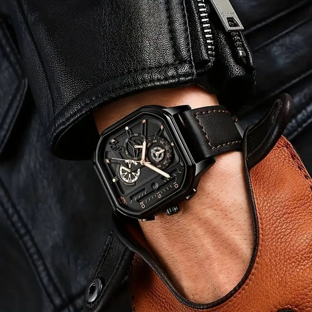 Reloj de Cuarzo con Correa de Cuero para Hombre ⌚🖤