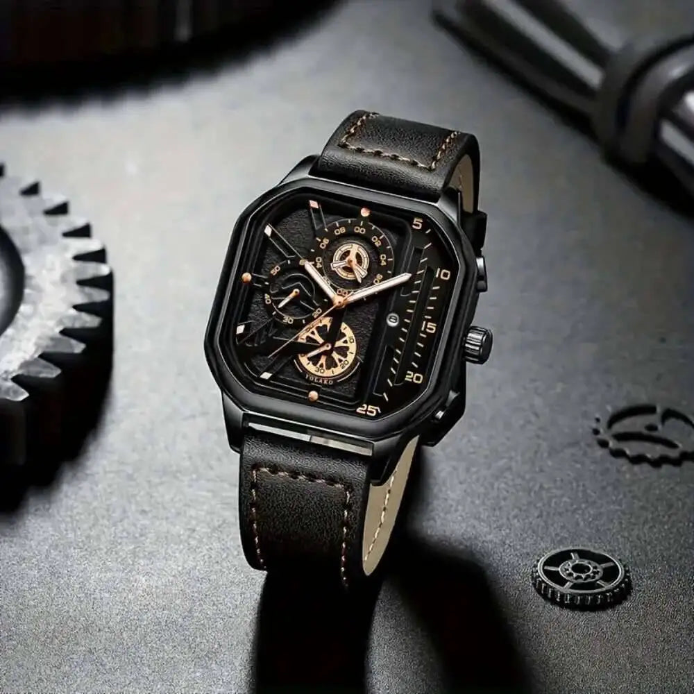 Reloj de Cuarzo con Correa de Cuero para Hombre ⌚🖤
