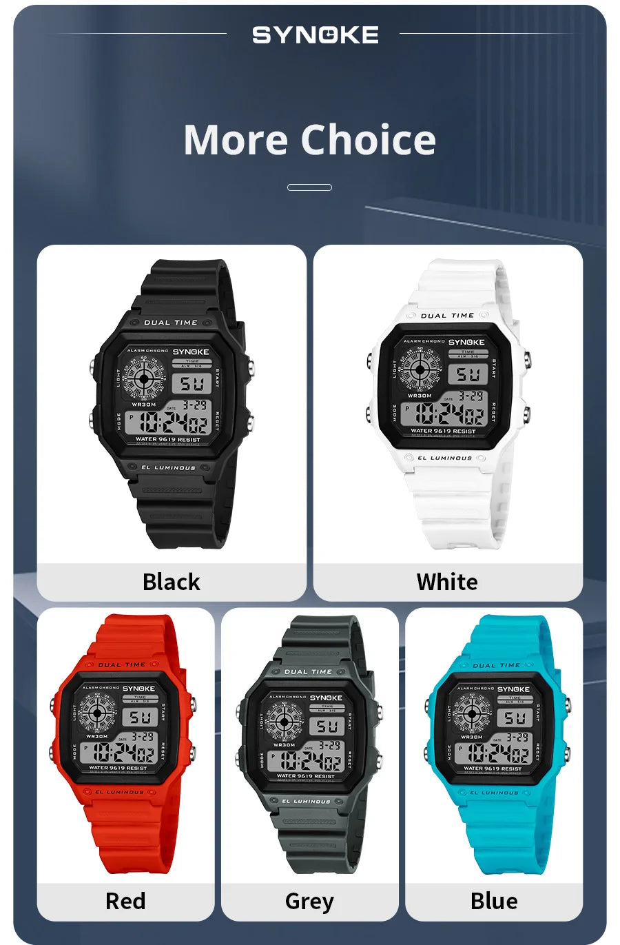 Reloj Digital SYNOKE 9619 — Pantalla Táctil Deportiva