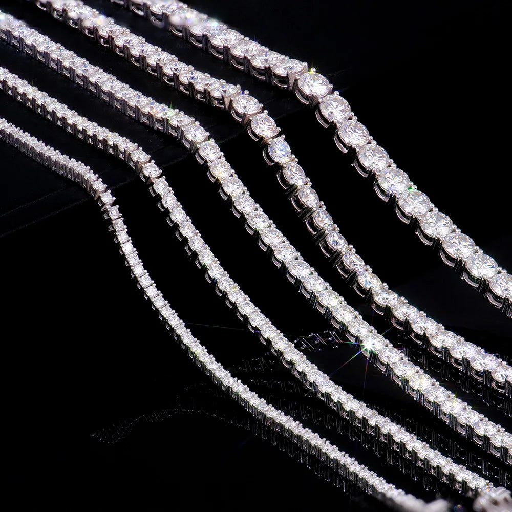 Pulsera Tennis de Moissanita D VVS1 con Diamantes Simulados, Certificado GRA, Plata de Ley 925 Chapada en Oro de 18K, Joyería Elegante y Exclusiva.