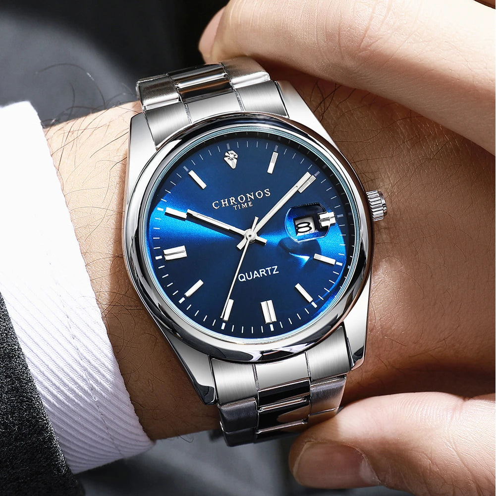 Reloj de Cuarzo Chronos CH08 — Estilo Luxury en Acero Inoxidable