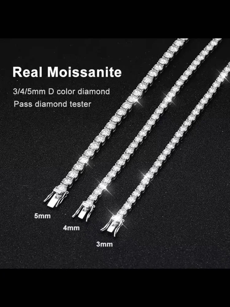 Pulsera Tennis de Moissanita D VVS1 con Diamantes Simulados, Certificado GRA, Plata de Ley 925 Chapada en Oro de 18K, Joyería Elegante y Exclusiva.