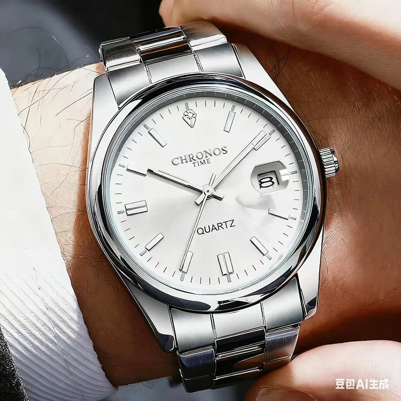 Reloj de Cuarzo Chronos CH08 — Estilo Luxury en Acero Inoxidable