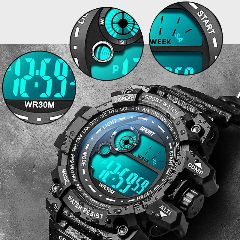 Reloj Digital HQ8054 — Estilo Deportivo Robusto